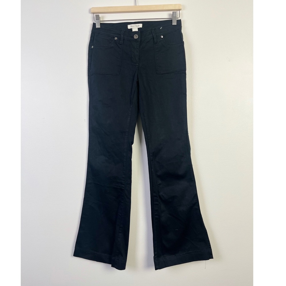 White House Black Market Classic Bootcut Pants Black‎ Front Pocket Size 0